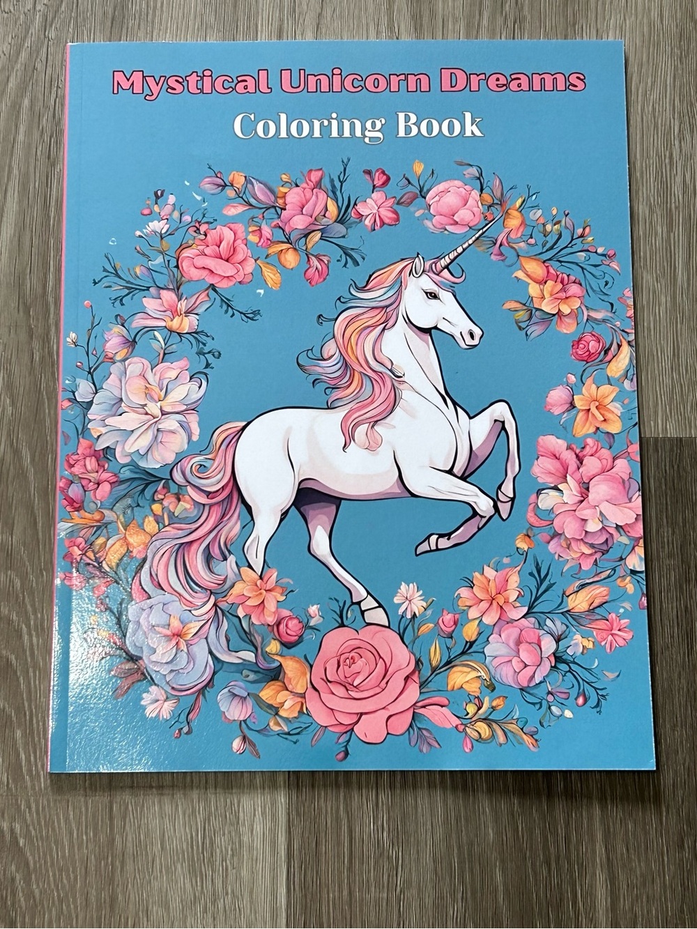 Mystical Unicorn Coloring Book - Blue & Pink Accents